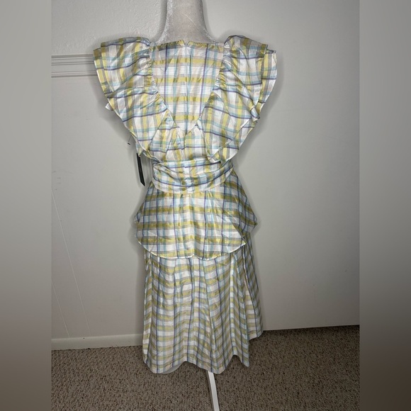 Halogen Atlantic Pacific Women's NWT Prairiecore Plaid Ruffle Midi Dress Small - Picture 3 of 8